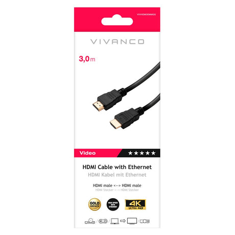 Vivanco HDMI 2.0 Han til Han Kabel - 4K / 60Hz - 3m - Sort