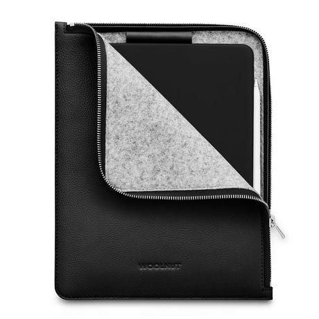 Woolnut Ægte Læder Sleeve til iPad / Tablet (23 x 29 cm) - Sort