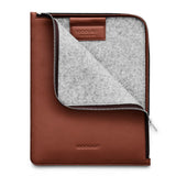 Woolnut Ægte Læder Sleeve til iPad / Tablet (23 x 29 cm) - Brun