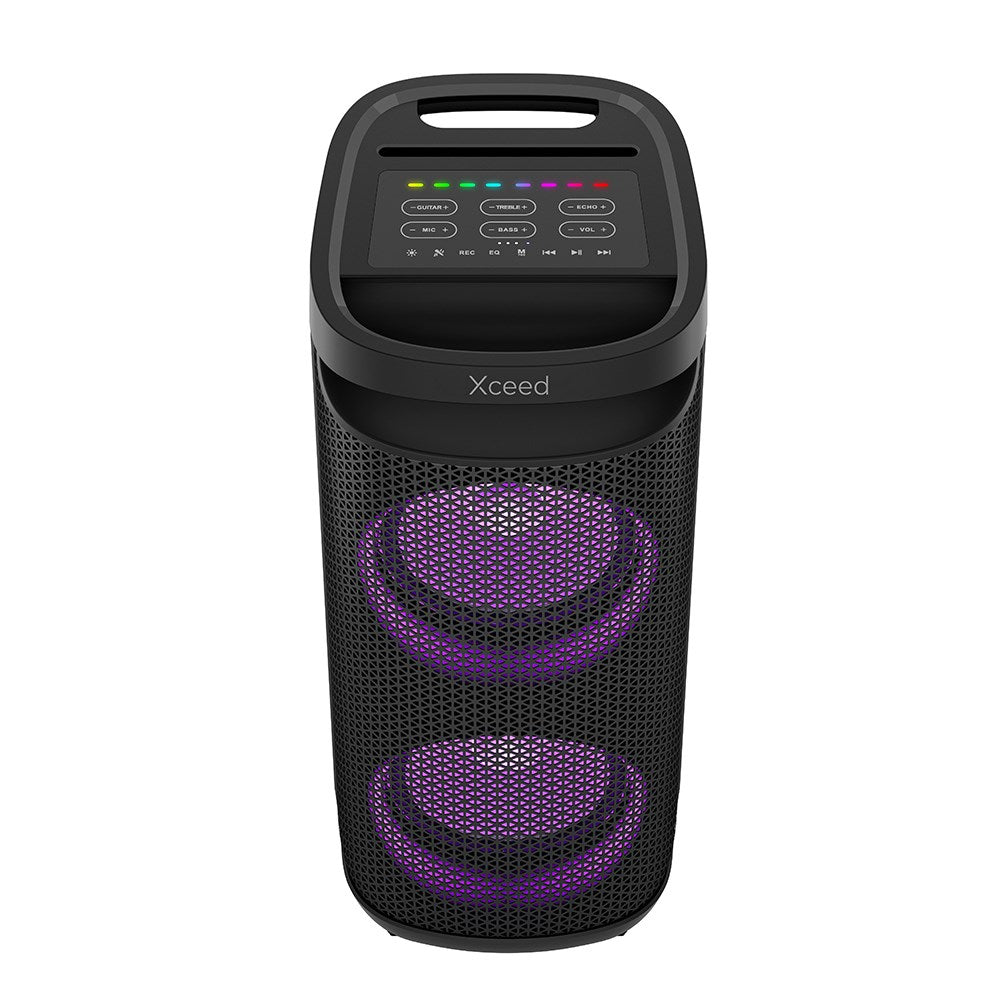 Xceed Sound Transporterbar 10" Bluetooth Højtaler - inkl. Trådløs Mikrofon & Lys - Sort