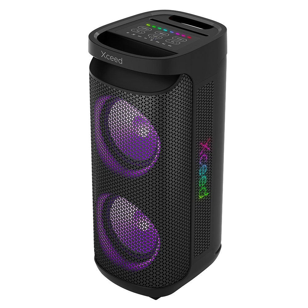 Xceed Sound Transporterbar 10" Bluetooth Højtaler - inkl. Trådløs Mikrofon & Lys - Sort