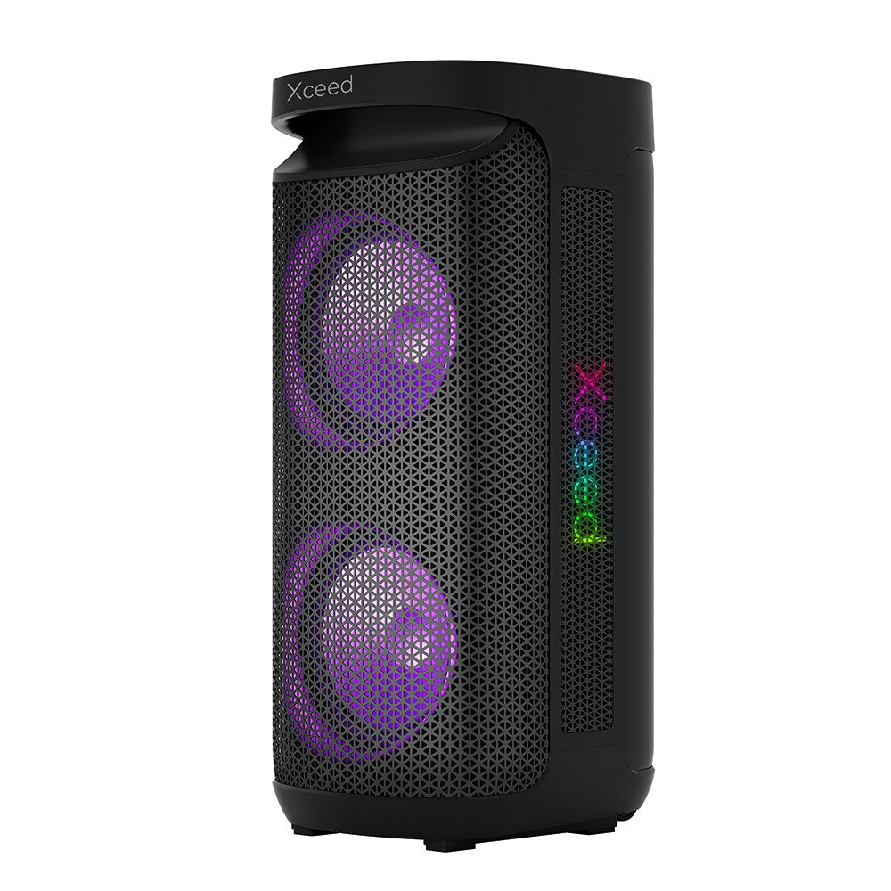 Xceed Sound Transporterbar 10" Bluetooth Højtaler - inkl. Trådløs Mikrofon & Lys - Sort